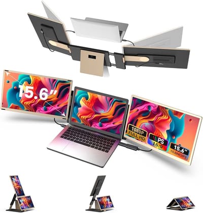Draagbare Monitor Voor Laptop, 15,6 Inch Full HD 1080p Display Dual Triple Draagbare Laptop Monitor, Ondersteunt Rotatie En Demontage Scherm, Compatibel Met Windows/Mac/PC (HDMI/Type-C/H5-T).