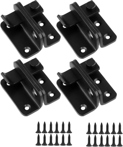 RVS Barn Lock Flip Lock Set van 4 voor Houten Poorten, Duurzame Sluitingen met Zwart Design en Veiligheidssystemen