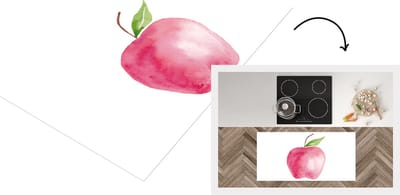 Keukenloper - Loper keuken - Appel - Aquarelverf - Wit - 120x60 cm - Keukenloper vinyl