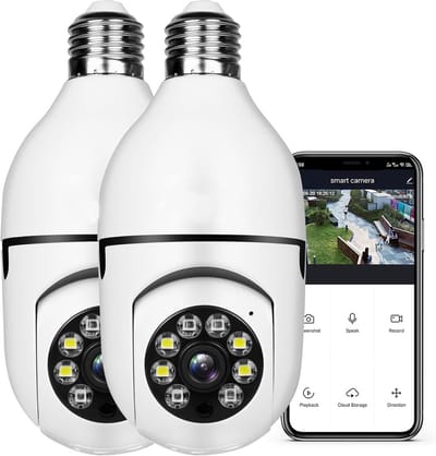 Beveiligingscamera in E27 Lamp Fitting - 1080P Wifi Smart Home Monitoring met PTZ 360 Graden en Kleuren Nachtzicht (2 Stuks)