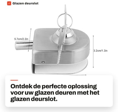 Dailygoods- Deurslot Roestvrij Staal - Glazen Deurvergrendeling - Cilinderslot - Deurslot Buitendeur - Deurslot met Sleutel - Geschikt voor 10-12mm Glasdikte