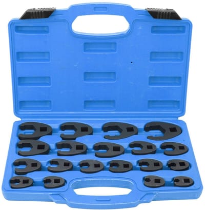 Dailygoods- Kraaienpootsleutelset 19-delig - Metrische Sleutelset - Vervangbare Inbussleutels 8-32 mm - Voor Verzonken Bevestigingsmiddelen - Inclusief Opbergdoos - Geschikt voor Krappe Ruimtes