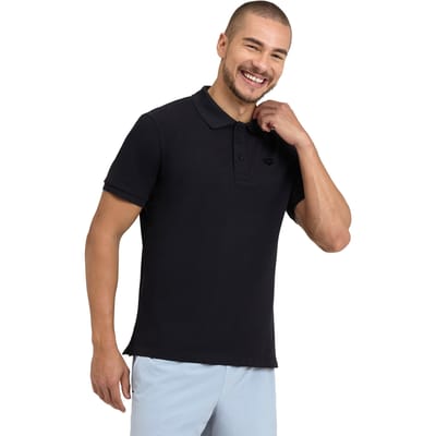 Arena Poloshirt Solid Cotton Piquet Black-asphalt Maat: S | Poloshirts Outlet | Heren | Zwart