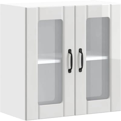 Keukenkast met glasdeur - glanzend wit