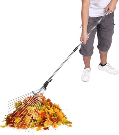 Tuinhark Verstelbaar - Opvouwbare Grashark - Tuin Opruimen - Uitschuifbaar Koolstofstaal - Tot 165 cm - Zwart