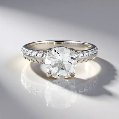 Cavill - Zilveren ring met witte topaas 2 018 ct - 925 Sterling zilver platina plated - elegante ronde geslepen ring - Braziliaanse edelsteen