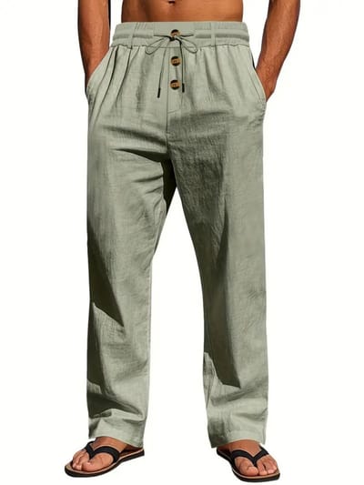 Livano Linnen Broek Heren - Zomerbroek - Volwassenen - Lange Broek - Pantalon - Strandbroek - Zomer - Ibiza Stijl - Groen - Maat S
