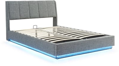 Tweepersoonsbed Tröstiar met LED 140x200 cm antraciet [en.casa]