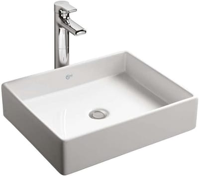 Opzetwastafel - Keramiek wasbak - Badkamer vernieuwen - Zonder boren te bevestigen - 50 cm breed - Wit