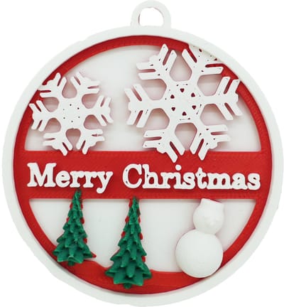 Merry Christmas kerstbal – Decoratief object – Rood/ Wit - 3d geprinte object – Winter woondecoratie – 7CM