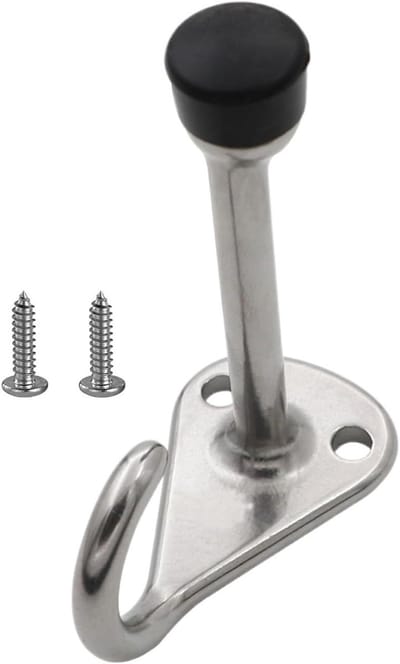 Deurbeslag - Deurstopper Haak - Muren Beschermen - Met Ophanghaak - 10.4x4x4 cm - Zilver