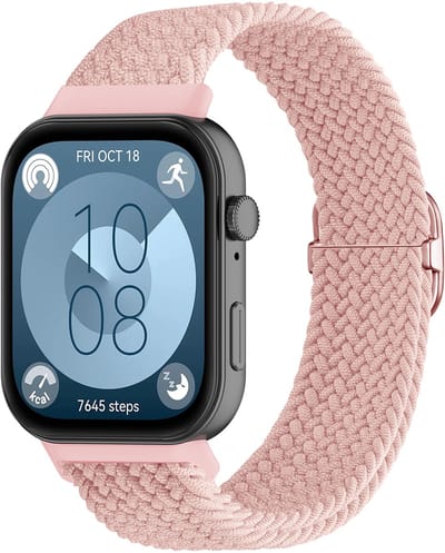 Stravo Comfortabel Nylon Geweven Horlogebandje met Verstelbare Gesp – Geschikt voor Huawei Watch Fit 5 / Watch Fit 5 Pro / Watch Fit 4 / Watch Fit 4 pro / Watch Fit 3 – Zacht Nylon Bandje voor Huawei Watch - Roze