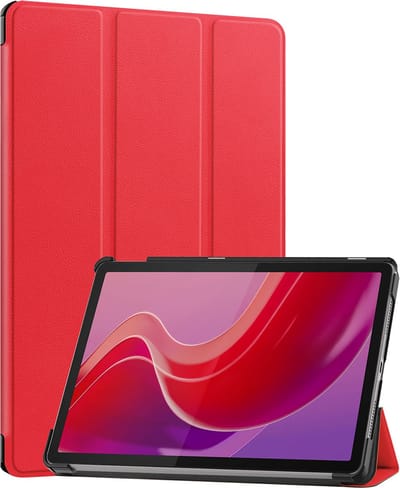 Hoes - Geschikt voor Lenovo Tab M11 (11 inch) - Dun & Stevig - Trifold Bookcase - Hard Cover - Hardcover Book Case - Tablet Hoesje - Rood