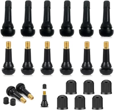 Dailygoods- Bandenventiel 12 Stuks - Rubber Ventielen - Snap-in Ventielen - Autoventiel - Zwart - Geschikt voor Velgen