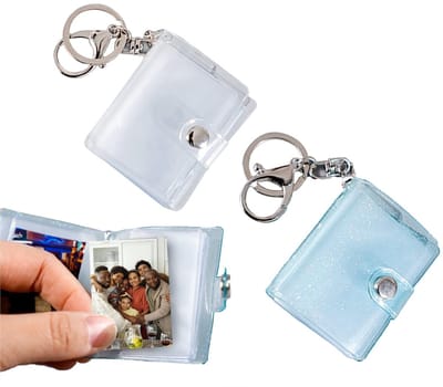 IMstore - Mini Foto Album - 2-Piece Set - Handzaam en Draagbaar - Shiny Blue & Bright White - Fotobewaring - Geschikt voor Persoonlijke Herinneringen