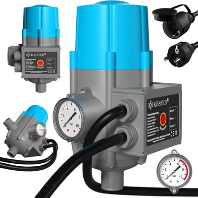 Pompbesturing met indicator - Drukschakelaar waterpomp - Automatisch water regelen - Droogloopbeveiliging ingebouwd - 10 bar bereik - blauw