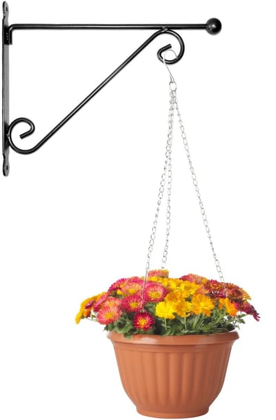 Hangpot + Muurhaak Siena - terracotta - D25 cm - kunststof - metaal - tuinaccessoires