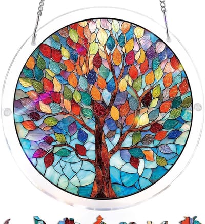 Buitendecoratie voor aan muur-tuin decoratie voor buiten-buiten decoratie Kleurrijke silhouetdecoratie voor aan de muur - Puzzellampvanger - Puzzellampvanger - Lampvanger voor huisdecoratie - 20x20 cm