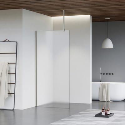 FugaFlow Eccelente Vetro inloopdouche badkamer - 100x200cm - mat glas - plafondarm - geborsteld RVS