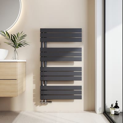 EMKE Handdoekradiator - Plat Design - Mat Antraciet - 104x60 cm - 639W - Badkamer Verwarming - CV Radiator