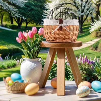 Fietsmand Huisdieren - Stuurmand - Veilig Vervoeren - Handgeweven Riet - 30 x 25 x 30 cm - Honingkleur