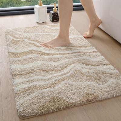 Zachte en Absorberende Badmat 40x60cm, Antislip, Machinewasbaar, Ideaal voor Badkamer en Douche, Beige
