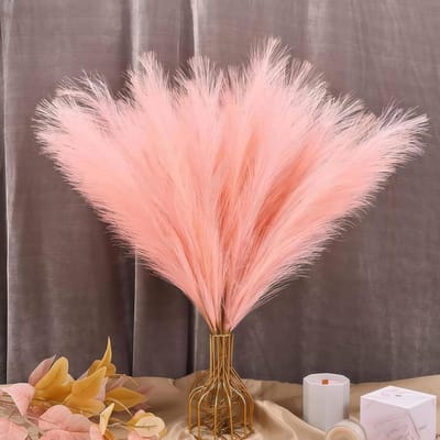 30 stuks gedroogde kunstpampasgras pluizige bloemen 55 cm - decoratie droogbloemen Boho Home Deco roze