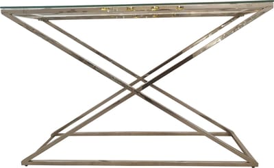 Mbc-living - Sidetable - rvs glans onderstel - helder glas topplaat - 120x40x75cm