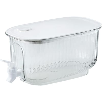 Distributeur de Boissons Grande Capacité de Qualité Alimentaire Épaissi Anti-Fuite Bouilloire Froide avec Robinet pour la Maison Transparent blanche transparente