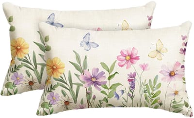 Allecto - Kussenslopen - Bloemen en Vlinders - Ultrazacht en Modern - 30 x 50 cm - Decoratie voor Woonkamer - Set van 2