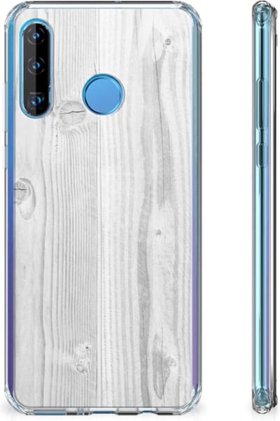 Huawei P30 Lite Stevig Telefoonhoesje White Wood