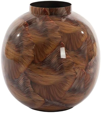 Light & Living Vaas Milos - Bruin - Ø26cm - Metaal - Modern - Bloemenvaas - Woondecoratie - Decoratieve vaas voor woonkamer of slaapkamer
