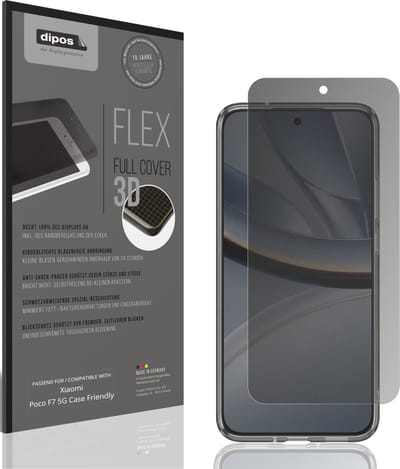 dipos FLEX – Matte Privacy Screenprotector geschikt voor Xiaomi Poco F7 5G Case Friendly | Volledige Schermbescherming | Case-Friendly