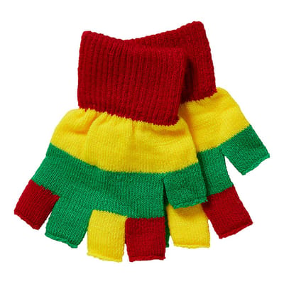 Apollo - Kinder handschoenen vingerloos - Rood-geel-groen - one size - Vingerloze handschoenen kinderen - Carnaval - Party - Feestartikelen