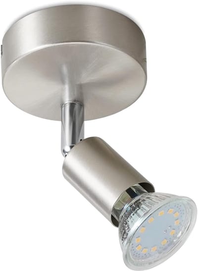 Glitzerlife - Plafondspot Plafondlamp - Modern Industrieel - Opbouwspots Wandspot - Draaibaar en Kantelbaar - Geborsteld Metaal - 1xGU10 fitting - Ø8cm - Zilver
