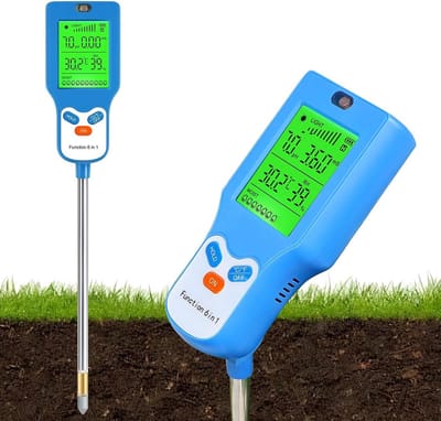 Digitale 6-in-1 Bodemtester: pH, Vochtigheid, Licht & Temperatuur voor Tuin en Planten