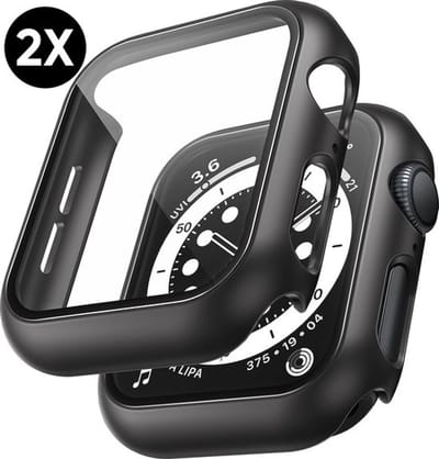 Hoesje voor Apple Watch S10 en S11 - 42 mm Screenprotector - 2 Stuks - Full Cover Hard Case - Zwart