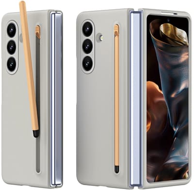 Lunso Geschikt voor Samsung Galaxy Z Fold 7 backcover hoes met Stylus & screenprotector - Lichtgrijs