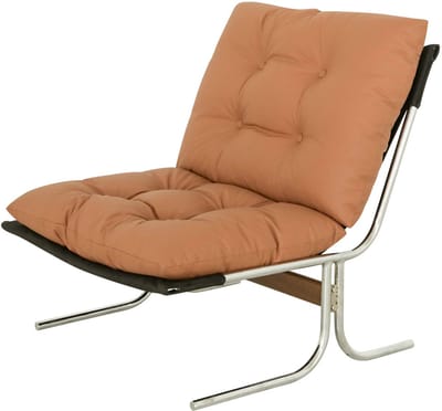 Fauteuil - Loungestoel - Kunstleren stoel-Accent stoel – Metalen poten –Afneembare bekleding – Barcelona stijl - Onderhoudsvriendelijk - Woonkamer - 72,2x84,1x84,6 cm- 1-zits-Bruin