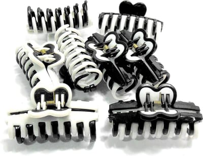 8 grote haarklemmen 9 cm zwart-wit