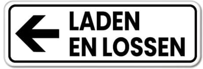 Bord laden en lossen pijl links - Weerbestendig Aluminium - 40x15 cm - Bevestiging: Zonder bevestiging (alleen het bord)