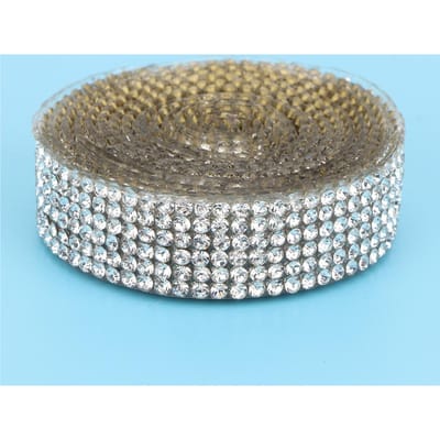 1m Strass Kristal Glas Mesh Banding Strijkapplicatie Trouwjurk Schoenen Versiering (Zilver)
