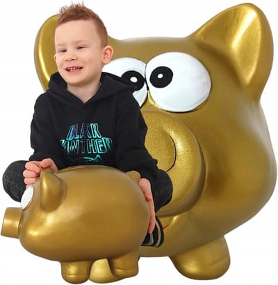 XXL Spaarvarken - Spaarpot Goud - Traditioneel Sparen - Zonder Opening - 28 x 21 cm - Goudkleurig