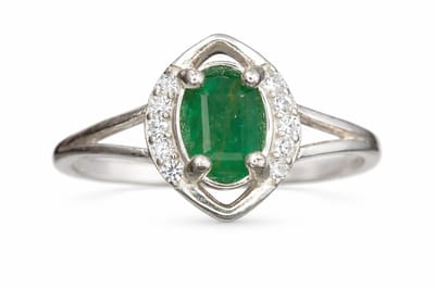 Smaragd Ring 925 Sterling Zilver - Groene Edelsteen Damesring - Elegant Design