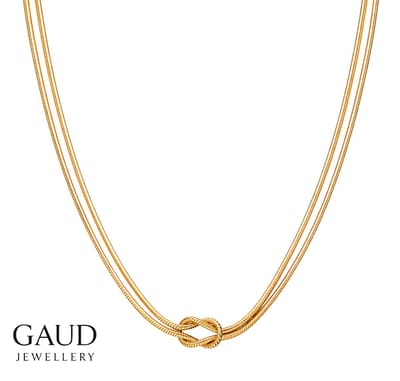Love & Friendship Ketting Dames Goud – Vriendschapsketting met Love Knot Hanger – Minimalistisch RVS Stainless Steel – Verstelbaar 50+5 cm – Hypoallergeen & Waterbestendig – Cadeau voor haar – GAUD