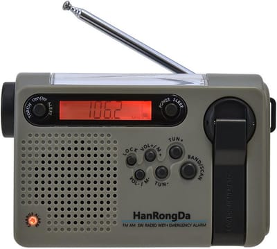 Draagbare Noodradio - Outdoor Radio - Noodsituaties - Zonne- en Hand Crank - 17 x 10 x 6 cm - Oranje