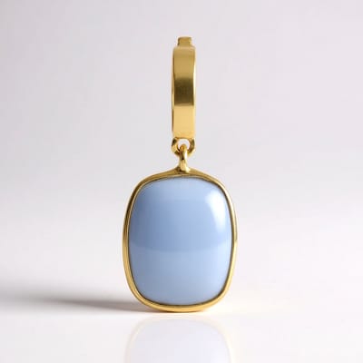 Cavill - Zilveren hanger verguld - Blauwe Opaal Peru 2,025 ct - Antieke cabochon - Minimalistische rechthoekige hanger 21x9 mm