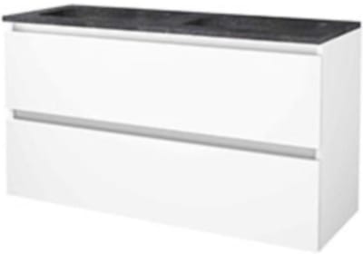 Basic-Line Start 46 Badkamermeubelset - 120 x 46 cm - Greeploos - 2 Lades - Hardstenen Wastafel - 2 Kraangaten - Ice White