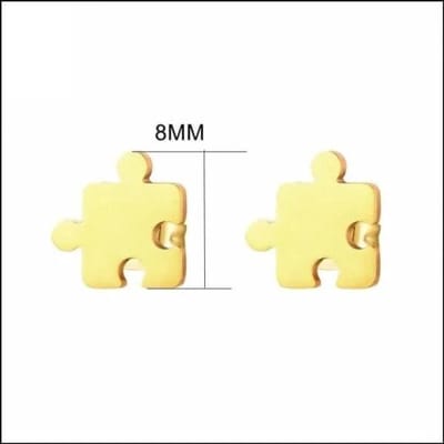 Aramat Jewels | Oorbellen | RVS Puzzelstuk Oorbellen 8mm Zilverkleur - Puzzle Studs | Goudkleurig | | | | Kinderen, Volwassenen | Verkleurd niet