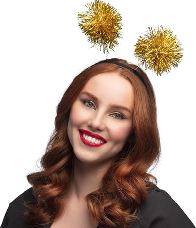Boland - Diadeem Pompoms goud Goud - Één maat - Volwassenen - Unisex - Happy New Year - Oud en Nieuw - Themafeest - Jubileum